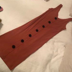 Orange ribbed midi dress